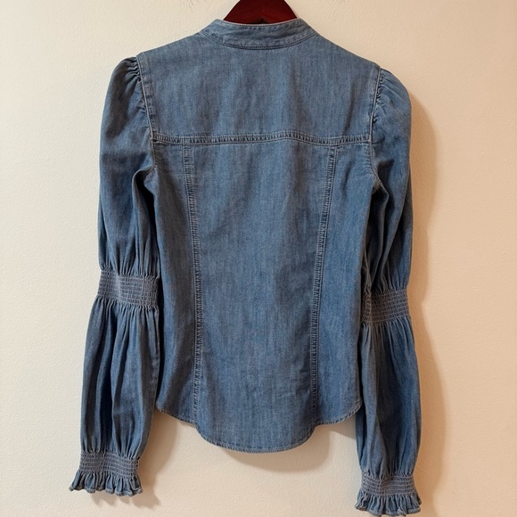 VERONICA BEARD Dalton Gathered Denim Shirt, Button Down, Long Sleeve, Size 2 - Picture 6 of 11